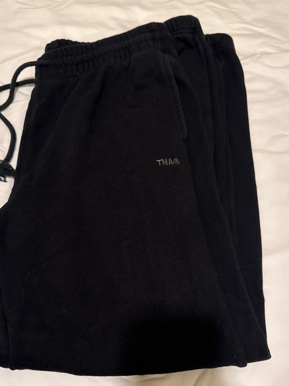 TNA Black Terry Fleece Boyfriend fit Jogger Sweatpants with Drawstring